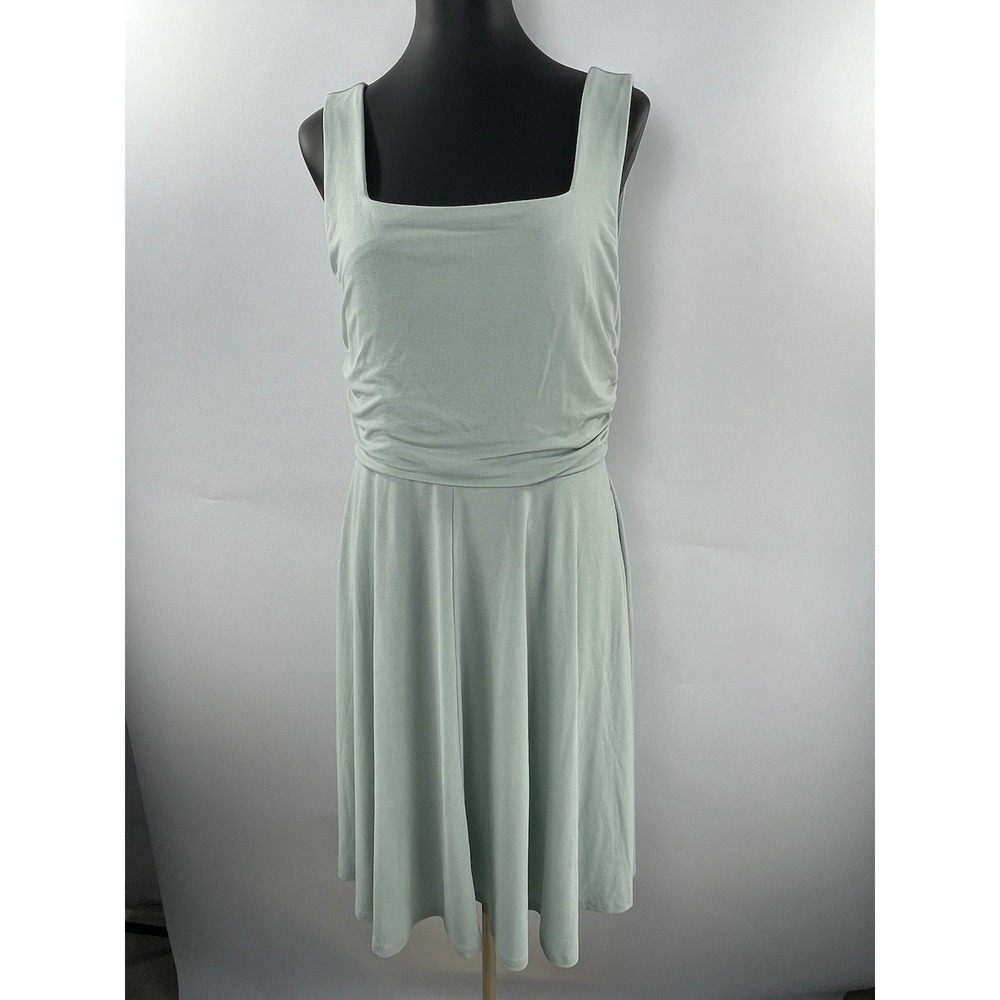 Lands End Women's Mint Green Fit & Flare Ruched Dress Medium 10/12